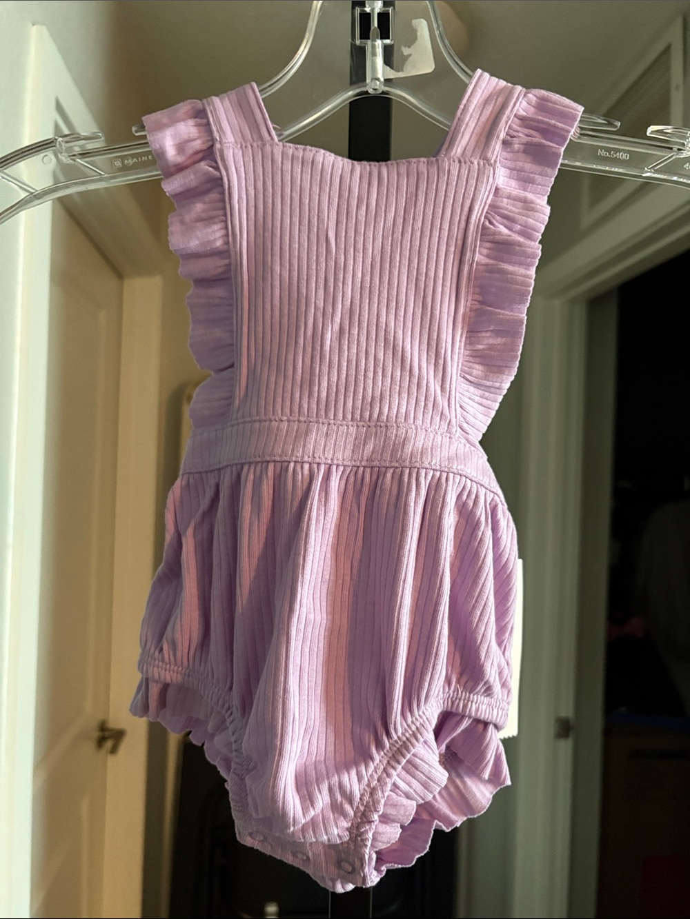 Cat & Jack Lilac Ribbed Ruffle Romper